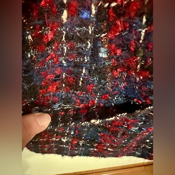 Talbots tweed red blue blazer with metallic detail gold buttons sz 10 gorgeous! - Picture 9 of 12
